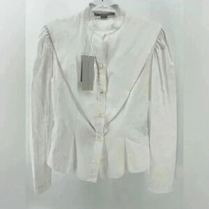 Stella McCartney Collarless Button Down Blouse White Off White Size 38